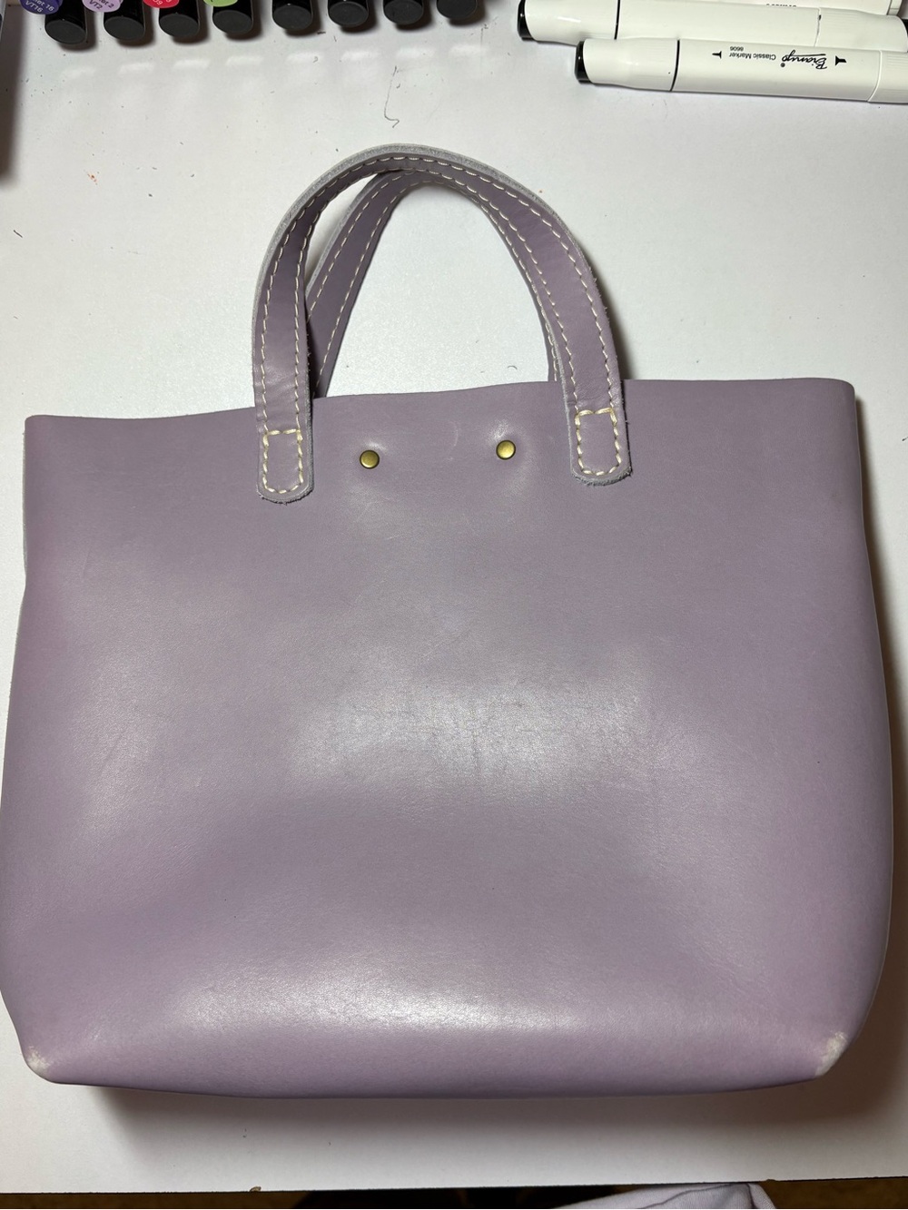 Portland Leather Mini Crossbody Purple Leather Tote Bag - Picture 2 of 8